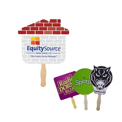 Handheld Paper Fan with Wooden Handle for Events