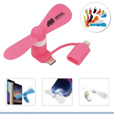 USB Cellphone Fan with Two Adapters